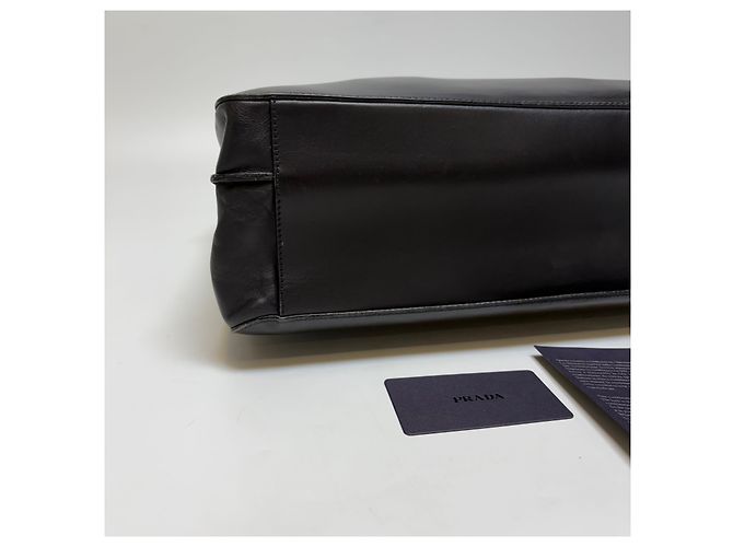 Prada Mallette Vitero Leather Dial Lock Briefcase Black (Unisexe, Article Rare) - vue 11