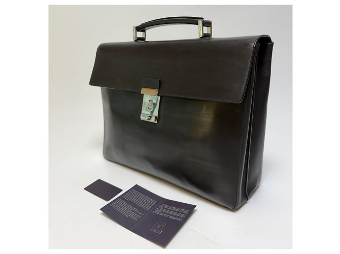 Prada Mallette Vitero Leather Dial Lock Briefcase Black (Unisexe, Article Rare) - vue 3