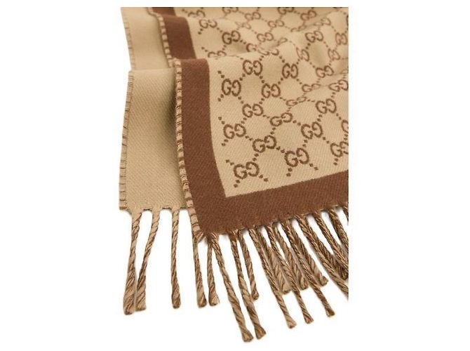 Sciarpa Gucci GG in lana marrone - vista 3