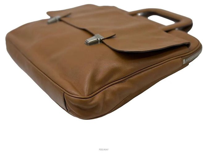 Prada Borsetta due vie in pelle marrone - vista 6