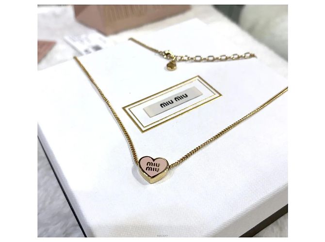 Miu Miu Collana con ciondolo a cuore in oro rosa - vista 2