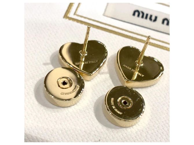 Miu Miu Orecchini con logo a cuore placcati in oro rosa - vista 3