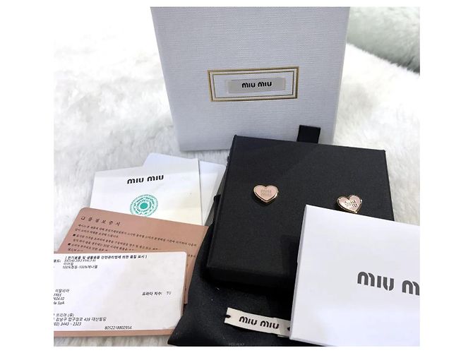 Miu Miu Orecchini con logo a cuore placcati in oro rosa - vista 4