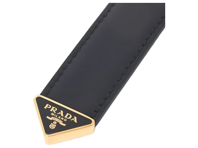 Prada Triangle Logo Belt Black Leather - view 10