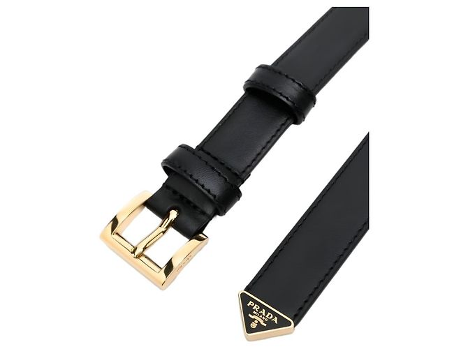 Prada Triangle Logo Belt Black Leather - view 3