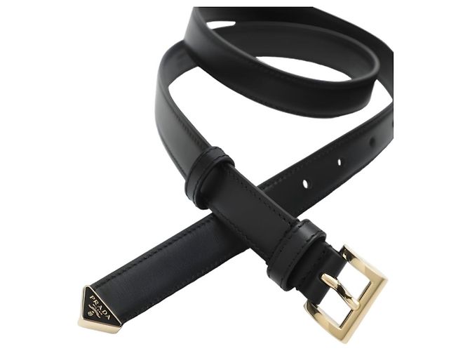 Prada Triangle Logo Belt Black Leather - view 8