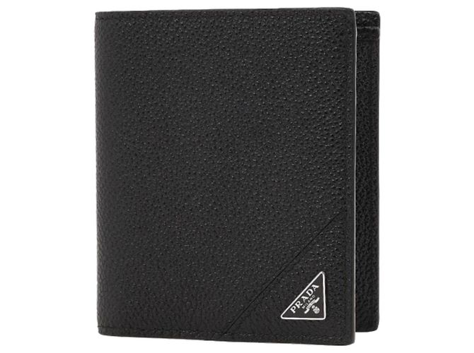 Prada Portafoglio bi-fold in Vitello con logo Triangle - vista 2
