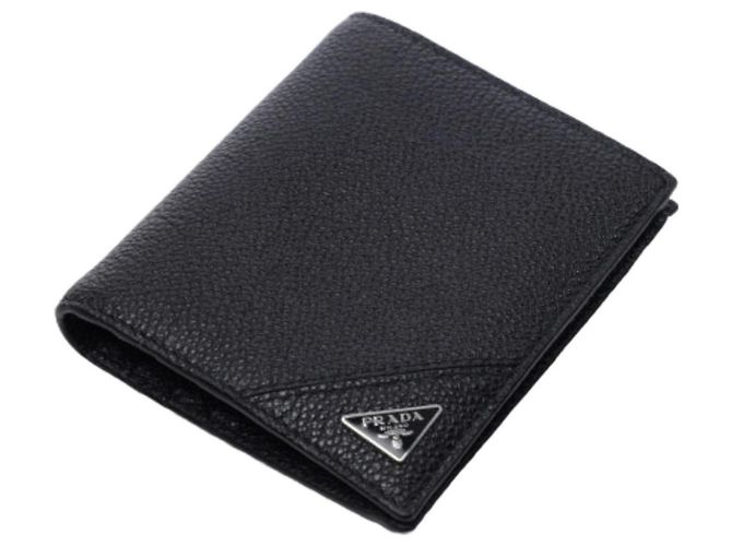 Prada Portafoglio bi-fold in Vitello con logo Triangle - vista 4
