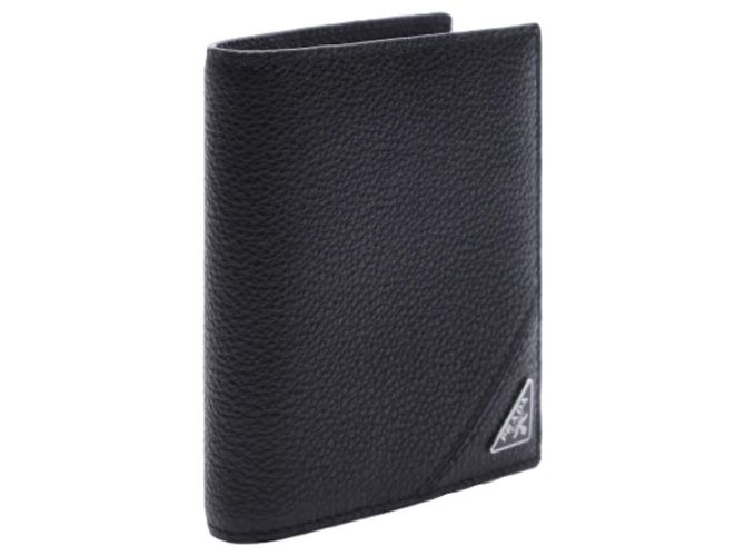 Prada Portafoglio bi-fold in Vitello con logo Triangle - vista 5