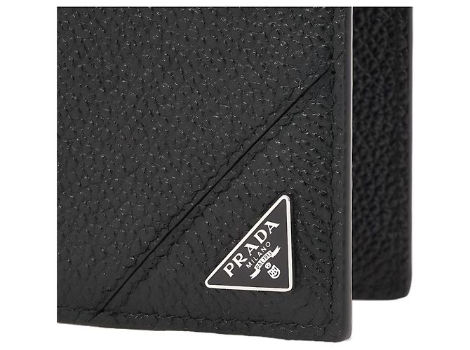 Prada Portafoglio bi-fold in Vitello con logo Triangle - vista 8