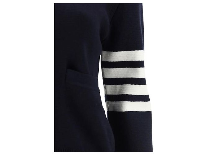 Thom Browne Cárdigan diagonal de punto Milano en crepe de algodón Navy - vista 4