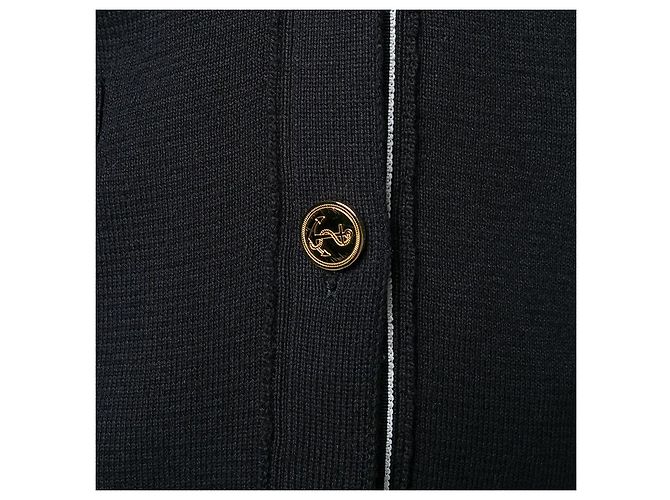 Thom Browne Cárdigan diagonal de punto Milano en crepe de algodón Navy - vista 5