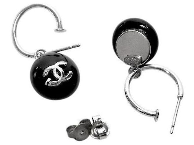 Chanel Orecchini a cerchio CC neri - vista 4