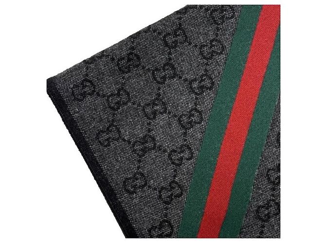 Sciarpa Gucci Web in lana nero carbone - vista 2