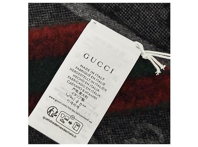 Sciarpa Gucci Web in lana nero carbone - vista 3