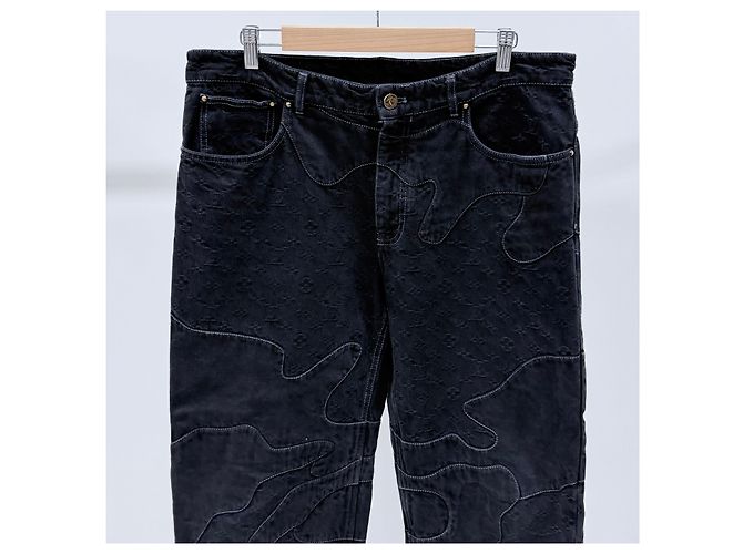 Louis Vuitton Monogram Patchwork Denim Hose Schwarz - Ansicht 2
