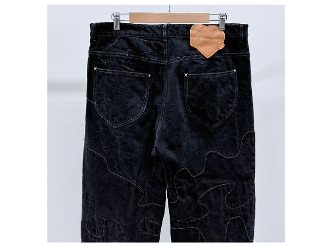 Louis Vuitton Monogram Patchwork Denim Hose Schwarz - Ansicht 5