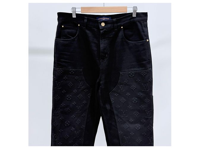 Louis Vuitton Pantaloni Denim Carpenter Workwear Monogram Black - vista 2