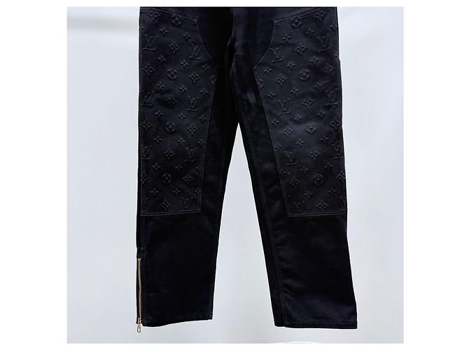 Louis Vuitton Pantaloni Denim Carpenter Workwear Monogram Black - vista 3