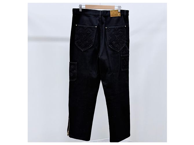 Louis Vuitton Pantaloni Denim Carpenter Workwear Monogram Black - vista 4