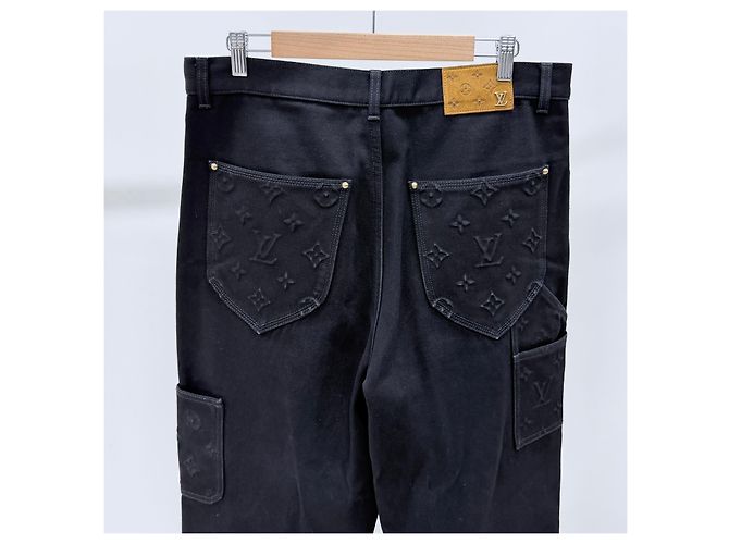Louis Vuitton Pantaloni Denim Carpenter Workwear Monogram Black - vista 5