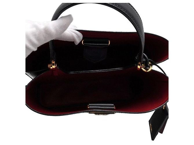 Prada Borsa Tote e Borsa a Tracolla Saffiano Panier Double Large - vista 5