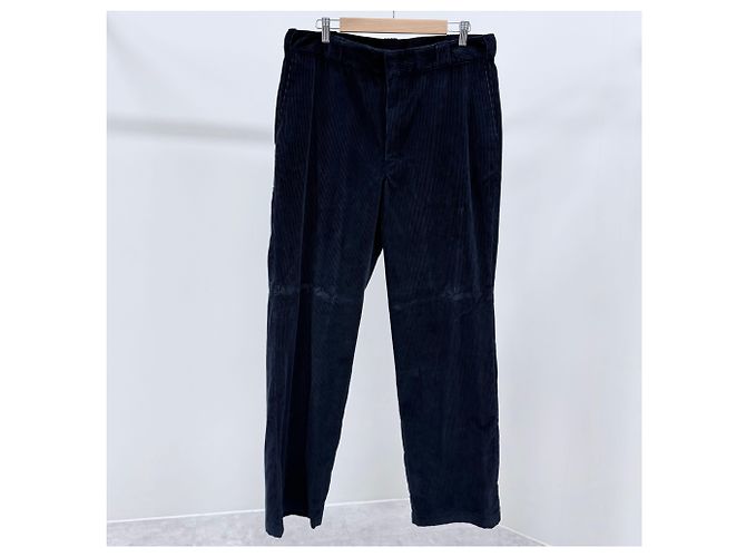 Prada Pantaloni in velluto con logo triangolare Navy - vista 5