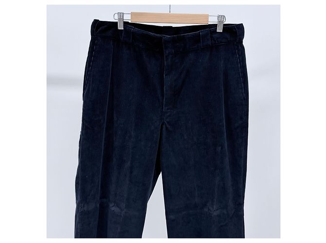Prada Pantaloni in velluto con logo triangolare Navy - vista 6