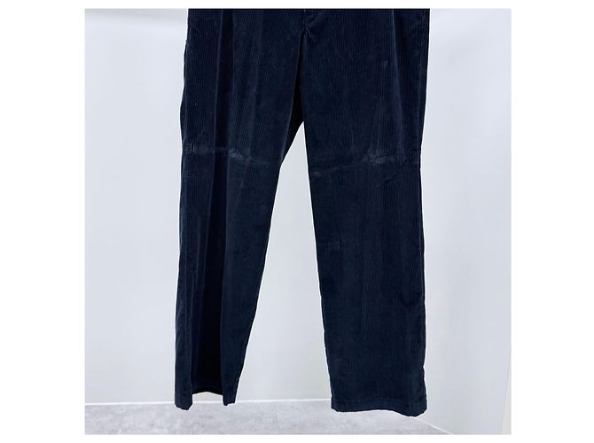 Prada Pantaloni in velluto con logo triangolare Navy - vista 7