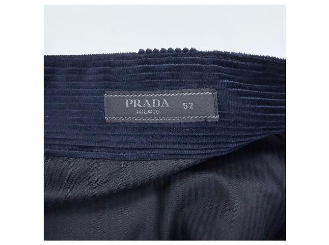 Prada Pantaloni in velluto con logo triangolare Navy - vista 8