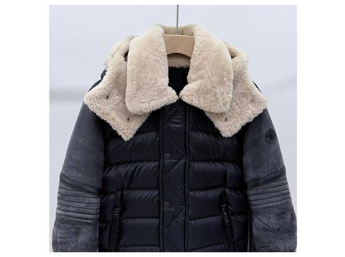 Moncler Lammfelljacke Senf Schwarz - Ansicht 2