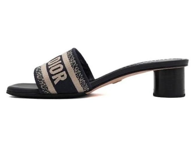 Dior Mule Slipper Dway Heel Slide in cotone ricamato Deep Blue da donna - vista 4