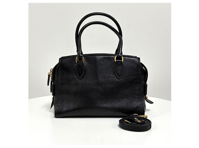 Prada Borsa Tote in Pelle di Vitello Borsa a Tracolla Nera - vista 4