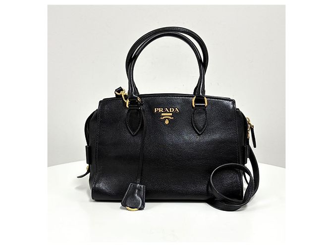 Prada Borsa Tote in Pelle di Vitello Borsa a Tracolla Nera - vista 5