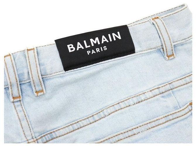 Balmain Pantaloni in denim da uomo Biker Slim Fit lavati eダメージ - vista 10
