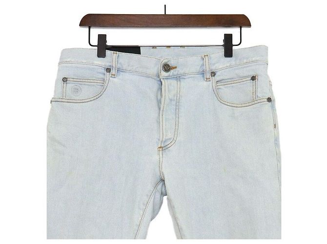 Balmain Pantaloni in denim da uomo Biker Slim Fit lavati eダメージ - vista 2