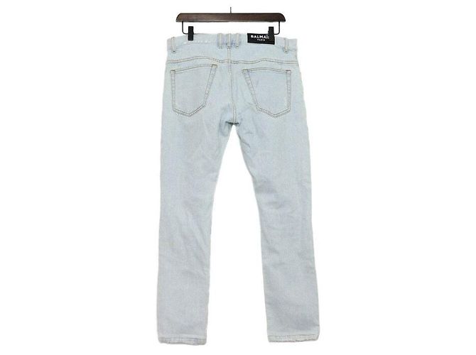 Balmain Pantaloni in denim da uomo Biker Slim Fit lavati eダメージ - vista 4