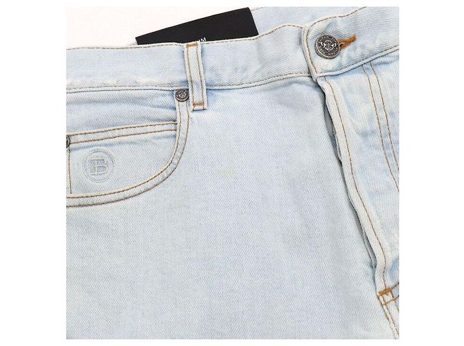 Balmain Pantaloni in denim da uomo Biker Slim Fit lavati eダメージ - vista 6