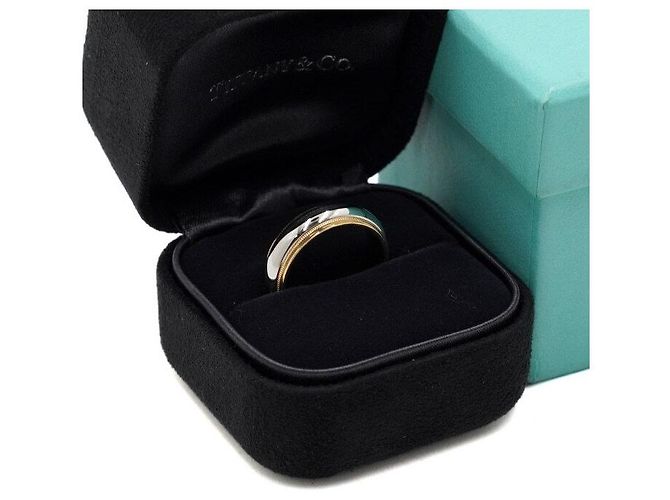 Tiffany & Co Fede nuziale Milgrain in combinazione Oro Giallo e Platino - vista 5