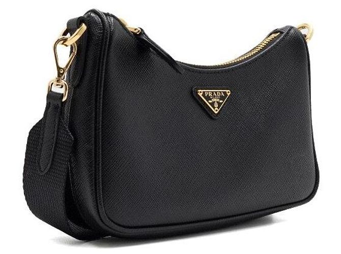 Prada Mini borsa hobo con tracolla a catena dorata - vista 3