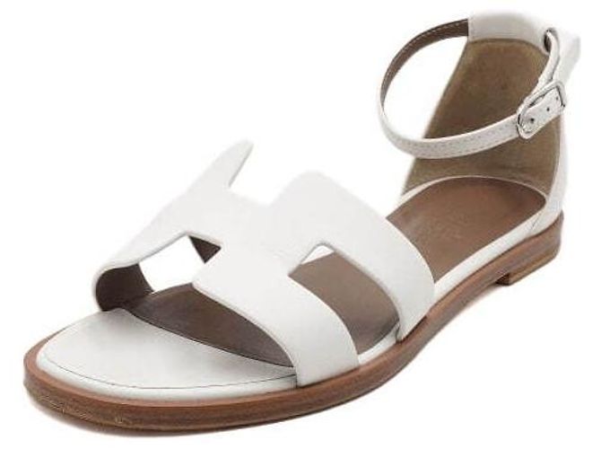 Hermès Sandali con cinturino Santorini da donna, bianco - vista 2