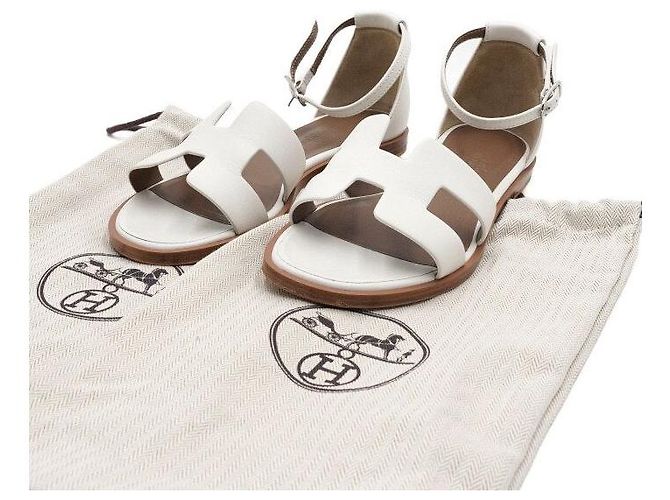 Hermès Sandali con cinturino Santorini da donna, bianco - vista 8