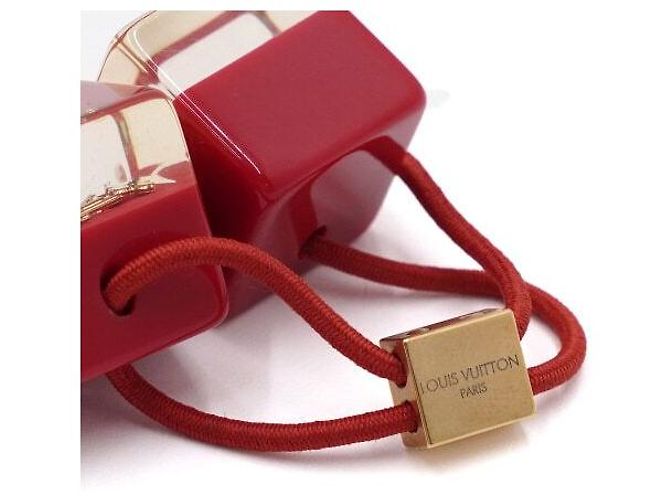 Louis Vuitton Elastico per capelli in cristallo placcato oro con inclusione di cubo rosso - vista 5
