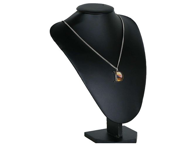 Collana Dior D Logo Marrone Metallo - vista 3