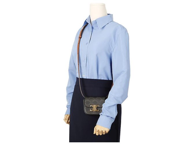 Céline Borsa a tracolla da donna Triope Mini Clode in tela e vitello - vista 10