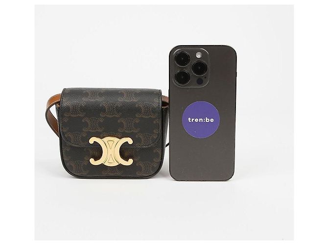 Céline Borsa a tracolla da donna Triope Mini Clode in tela e vitello - vista 7