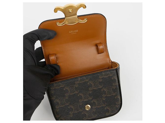 Céline Borsa a tracolla da donna Triope Mini Clode in tela e vitello - vista 8