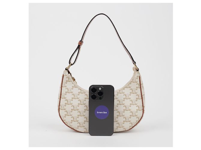 Céline Medium Triomphe Canvas Leather White - vista 11