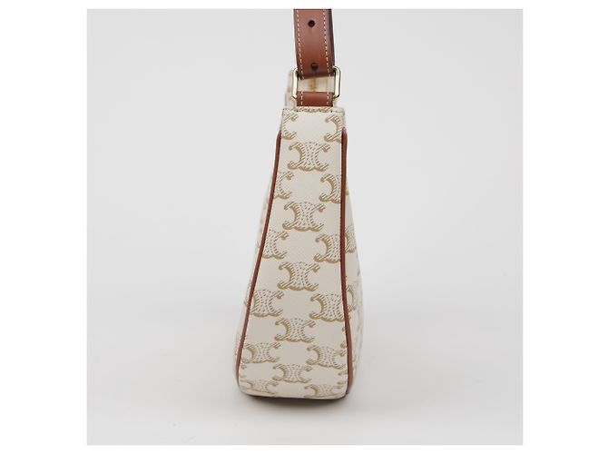 Céline Medium Triomphe Canvas Leather White - vista 5