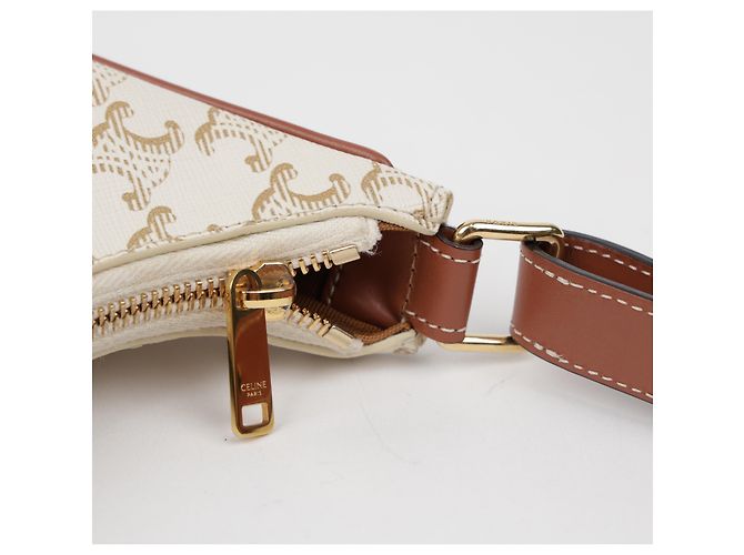 Céline Medium Triomphe Canvas Leather White - vista 8